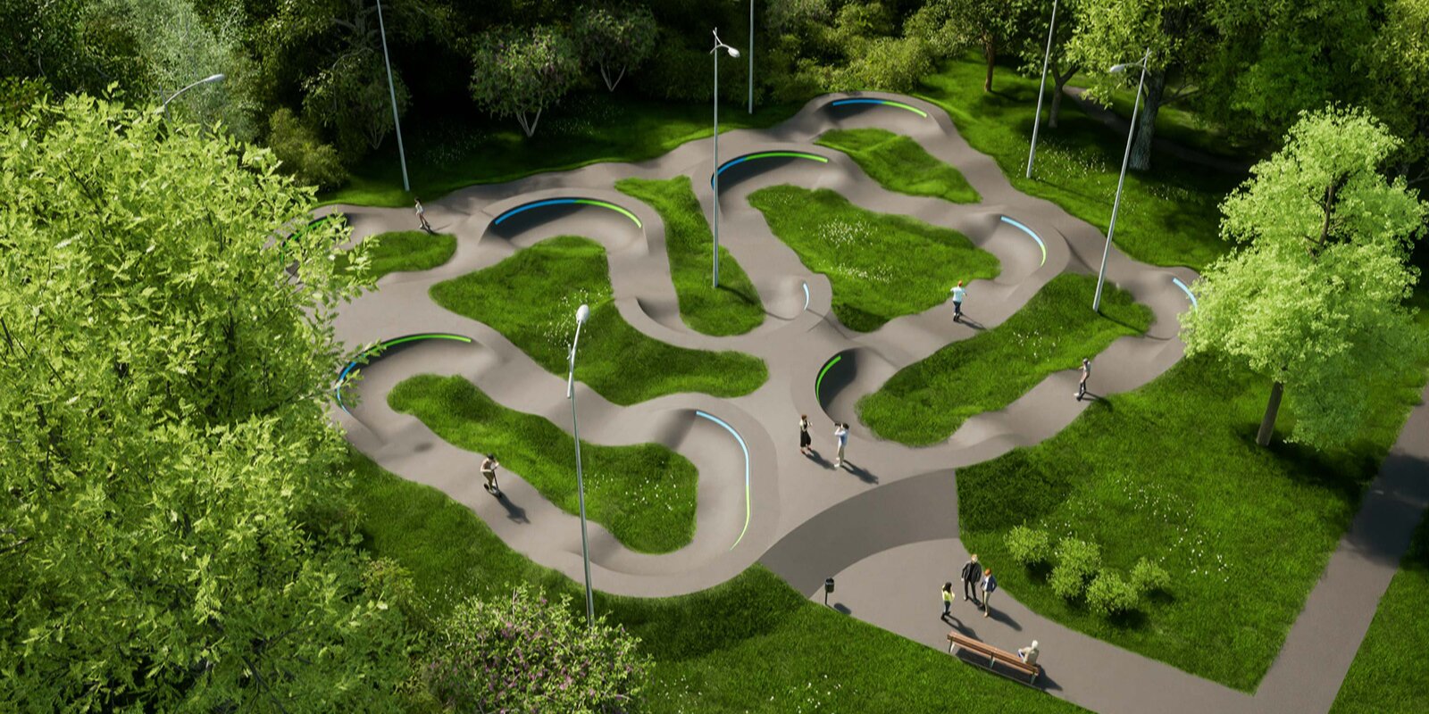 Памп-трек и скейт-парк появятся в рекреационном центре «Зеленый бульвар»