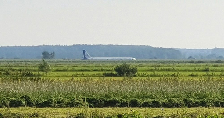 В Подмосковье самолет А-321 совершил жесткую посадку в поле