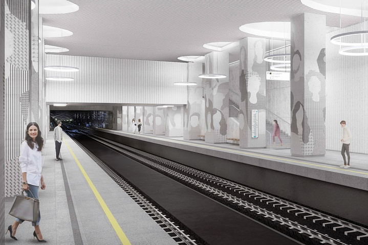 Архитектурная отделка станции «Терехово» БКЛ метро готова на 85%